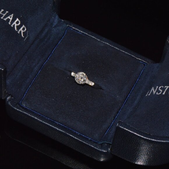 Genuine Harry Winston GIA Certified .77CT Diamond Tryst Platinum Engagement Ring - Picture 4 of 14